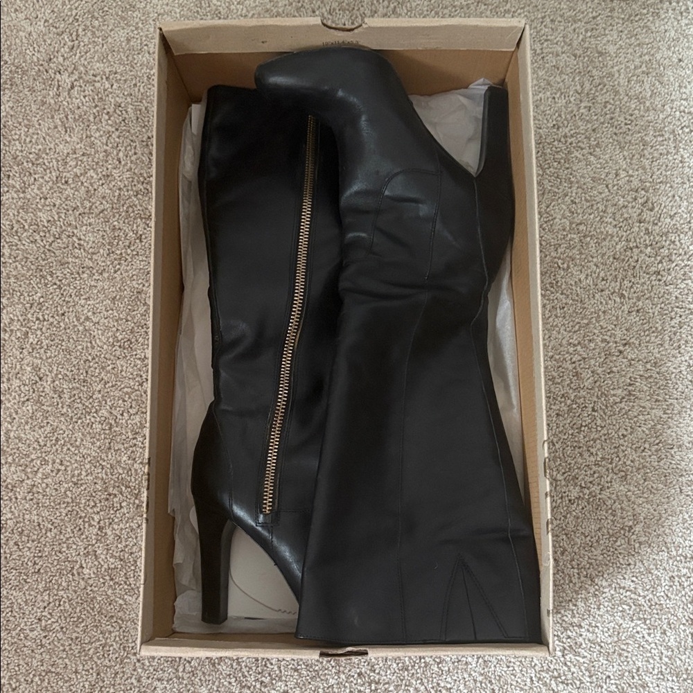 INC International Concepts Lea¹ther Knee High Black Boots - Picture 8 of 8